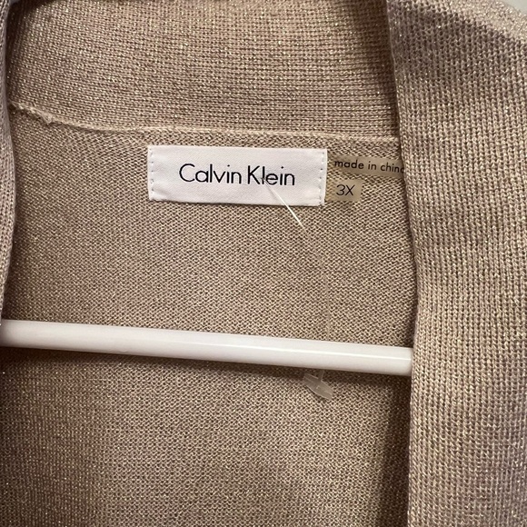 Calvin Klein Gold Cropped Open Front Cardigan Sweater Women's NWT Size 3X - Picture 3 of 4